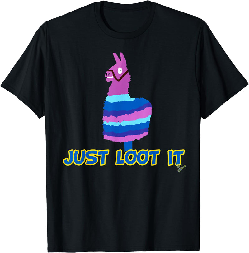 gamer shirts by jean olivier Funny llama outfit gamer outfit just loot it T-Shirt - Black
