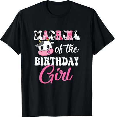 Vintage Retro Birthday Madrina of the Birthday Girl Farm Cow T-Shirt