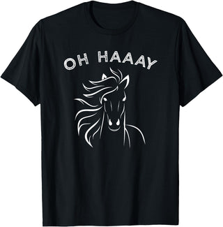 Horse Tee Apparel Funny Oh Haaay Horse T-Shirt, Funny Oh Hey Horse Tee T-Shirt - Black