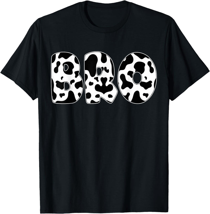 Family Matching Gifts Cow Bro Brother Cow Print Cow Pattern Mother's Day T-Shirt - Black