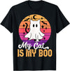 My Cat Is My Boo Ghost Cat Halloween Funny Pun Black Cat T-Shirt - Black