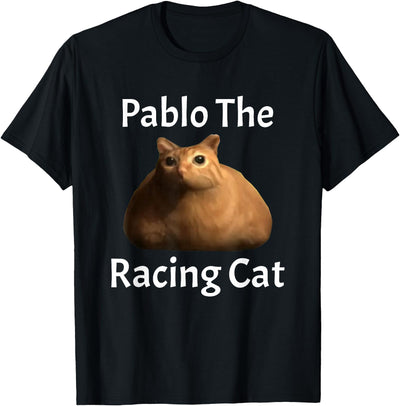 Pablo The Racing Cat T-Shirt, Small, Black