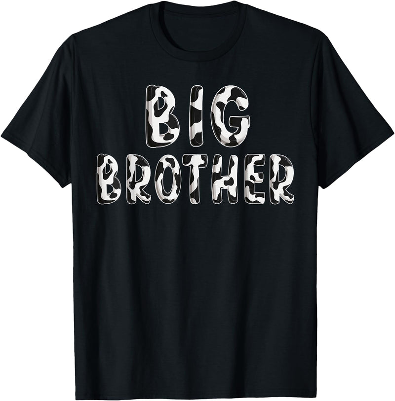Cow Pattern Print Family Matching Birthday Shirts Cow Big Brother Birthday Family Matching Fathers Day Boy T-Shirt - Black