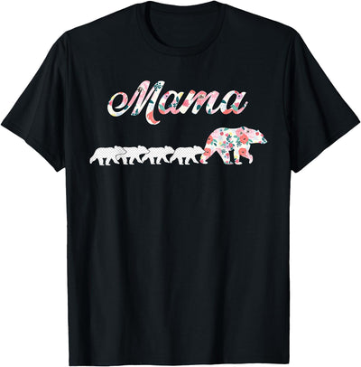Floral Mama Bear, Mom of 4 Shirt, Mama Bear and 4 Cubs T-Shirt