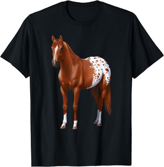 Horse Lover Art by CSForest Chestnut Sorrel Blanket Appaloosa Horse Lover Gift T-Shirt - Black