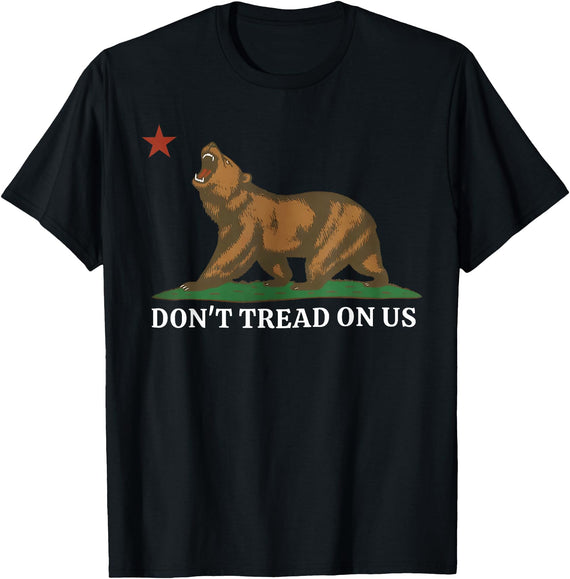 Dont Tread On Us Bear California Patriot Tee Don't Tread On Us California Bear Patriotic T-Shirt - Black