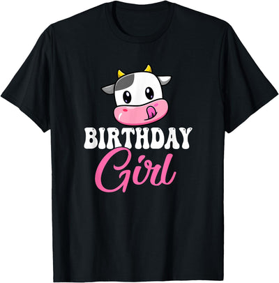 Vintage Retro Birthday 1st 2nd 3rd Cute Cow Birthday Girl T-Shirt