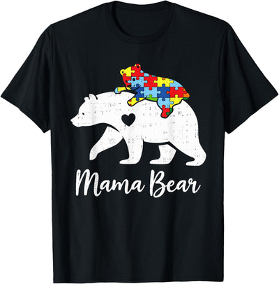 Mama Mom Bear Puzzle Autism Awareness Mother Autistic Womens T-Shirt