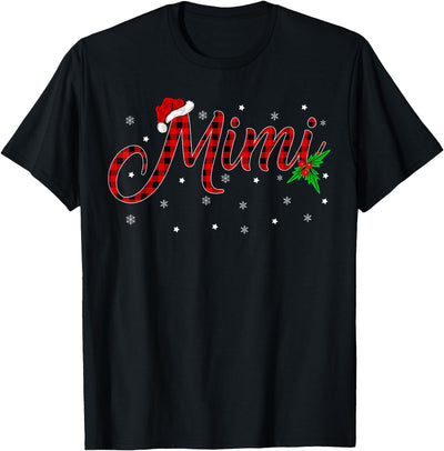 Funny Matching Family Buffalo Plaid Mimi Christmas Pajama T-Shirt