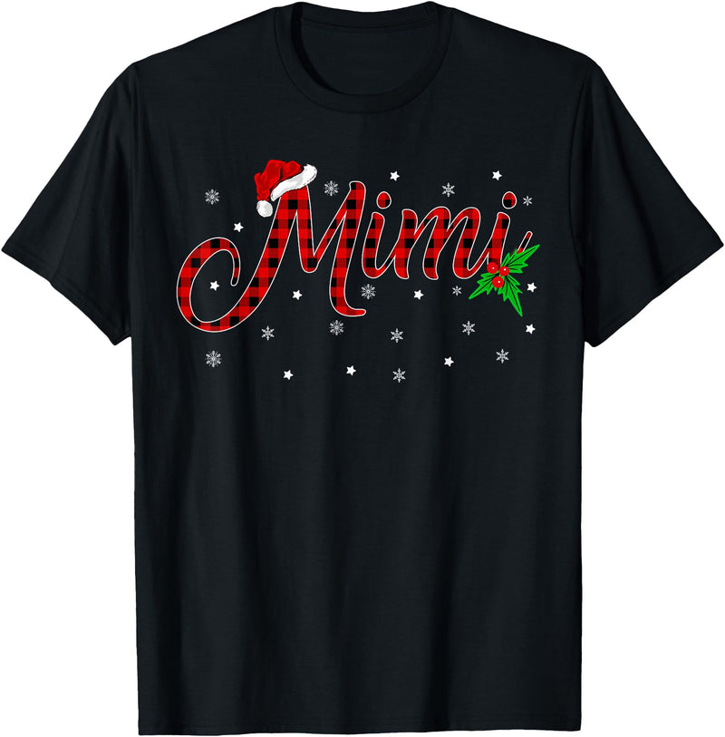 Buffalo Plaid Matching Christmas Pajamas Gifts Funny Matching Family Buffalo Plaid Mimi Christmas Pajama T-Shirt - Black