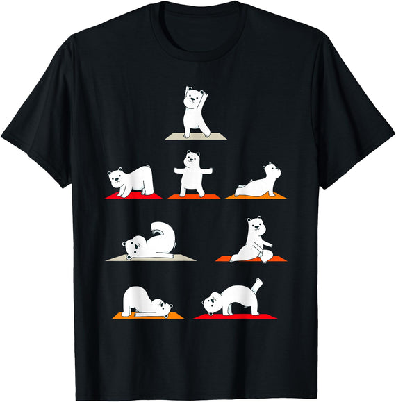 Cute Polar Bear Yoga Coach Women Girls Polar Bear Yoga Poses Streching Polar Bears Meditation T-Shirt - Black