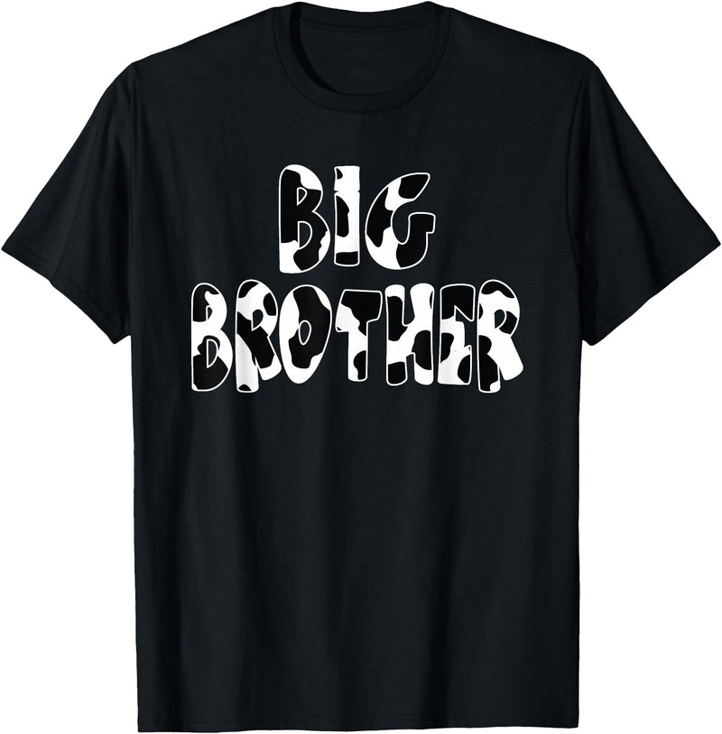 funny saying Gifts for Family Members and more Big Brother Cow Print Cow Pattern T-Shirt - Black