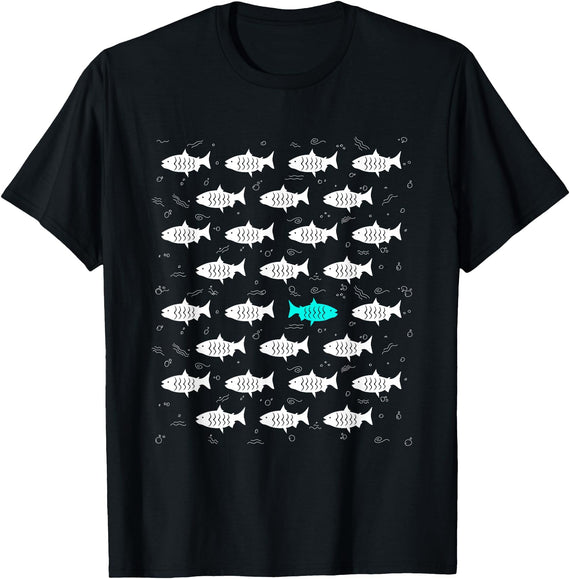 Fish Swimming Against the Ocean By Raminz Fish Swimming Against the Ocean and against Current design T-Shirt - Black