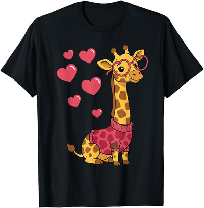 Cute Kawaii Giraffe with Hearts Funny Giraffe Lover for Girl T-Shirt