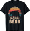 Poppi Bear Grandpa Clothing Poppi Bear Vintage Retro Funny Father's Day T-Shirt - Black