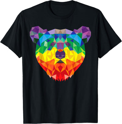 Geometric Bear LGBT Rainbow Flag Gay Pride Men Women T-Shirt