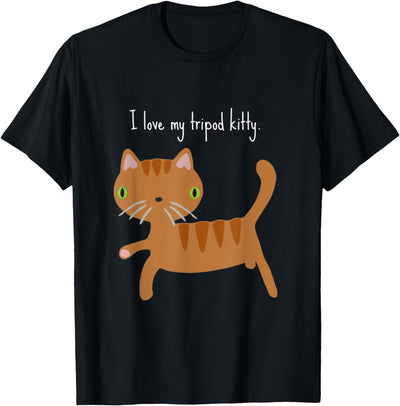 Tripod Nation I love my Tripod Kitty tee shirt, three legged cat pride T-Shirt