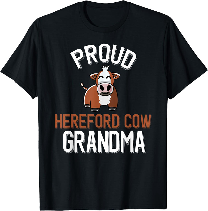 Cute Hereford Cow Family Apparel Proud Hereford Cow Grandma T-Shirt - Black