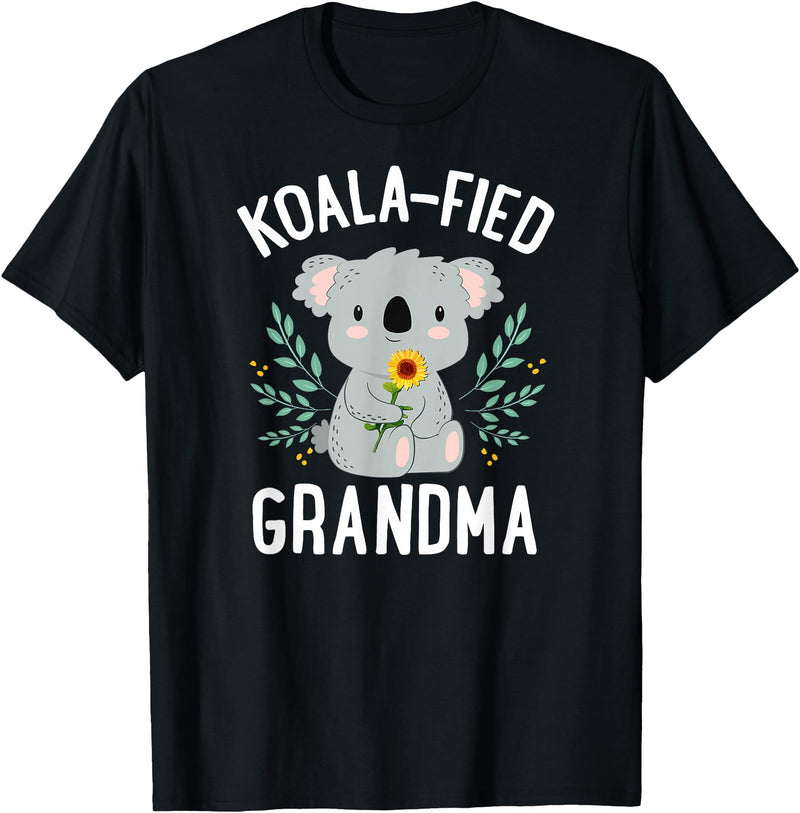 Mothers Day Stuff for Mom from Daughter or Son Koalafied Grandma Koala Bear Sunflower Floral Mothers Day T-Shirt - Black
