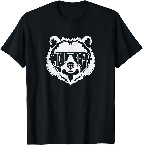 gigi Bear Family Apparel Gigi Bear Face with Sunglasses T-Shirt - Black