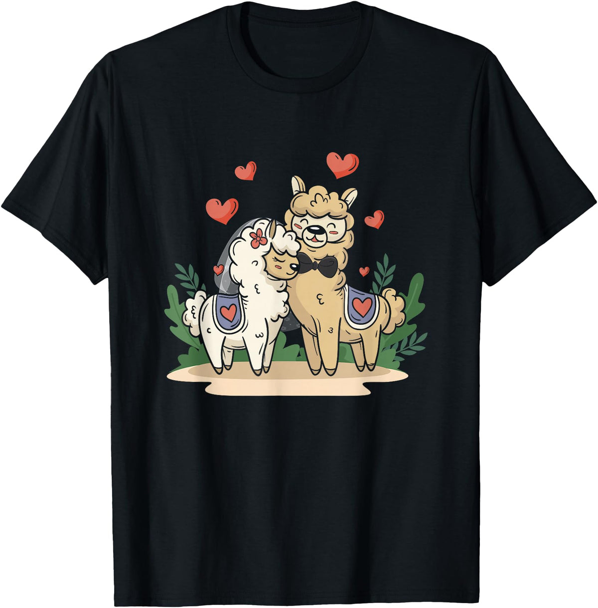 Llama Bride and Groom Wedding Matching Couple Llama Bride and Groom Wedding Art Matching Couple Loving T-Shirt - Black