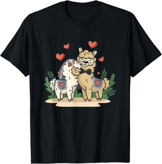 Llama Bride and Groom Wedding Matching Couple Llama Bride and Groom Wedding Art Matching Couple Loving T-Shirt - Black