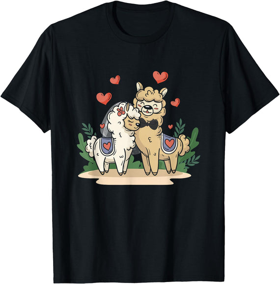 Llama Bride and Groom Wedding Matching Couple Llama Bride and Groom Wedding Art Matching Couple Loving T-Shirt - Black