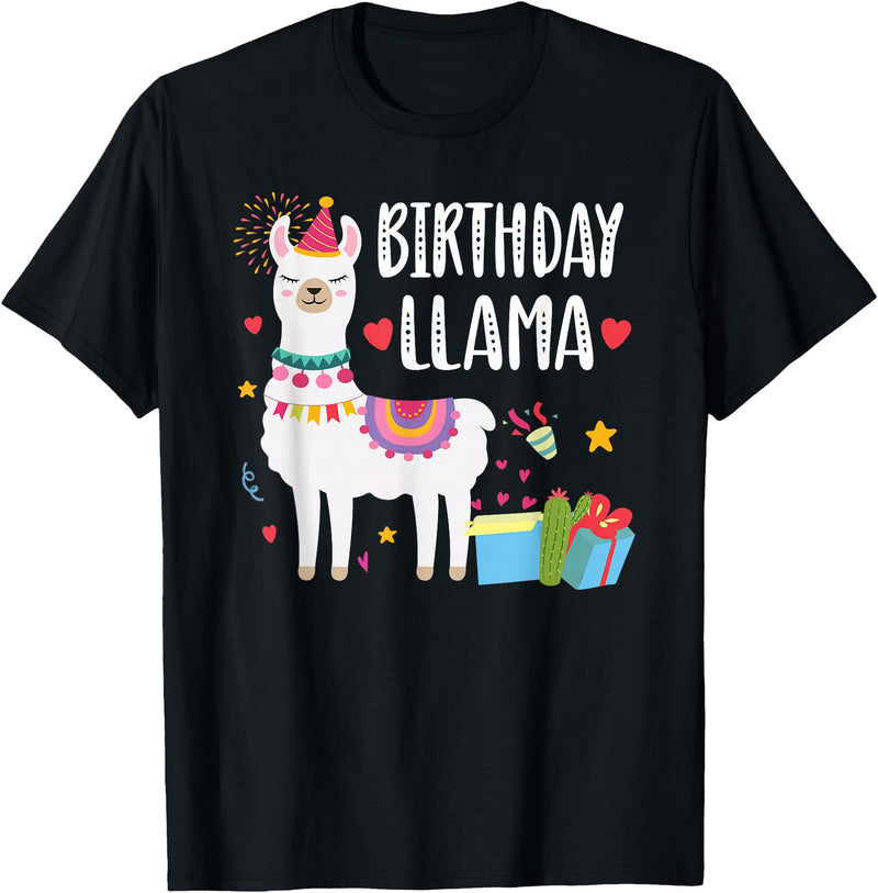 Matching Llama Birthday Party Supplies Birthday Llama Girl Birthday Party Llama Birthday Outfit T-Shirt - Black