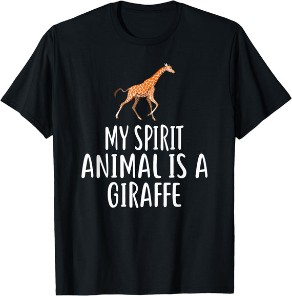 ShirtZilla My Spirit Animal Is A GIRAFFE T-Shirt Funny GIRAFFES T-Shirt - Black