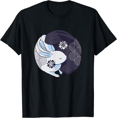 Yin Yang Rabbits Floral T-Shirt
