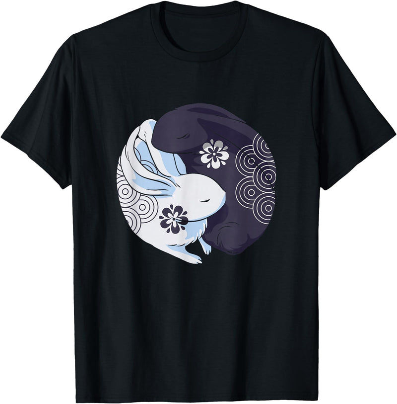 Yin Yang Year of the Rabbit Happy Chinese New Year 2023 T-Shirt in Black