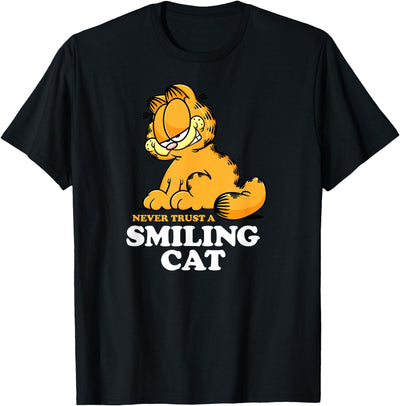 Nick Garfield - Never Trust A Smiling Cat Sarcastic Graphic T-Shirt