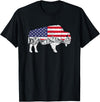 Gift for Animal Lovers & Fans Buffalo 4th Of July Patriotic US Flag American Buffalo Women Kids Men T-Shirt - Black