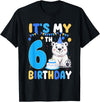6th Birthday Polar Bear Lover Gift It's My 6th Birthday Polar Bear Themed Party 6 Year Old T-Shirt - Black