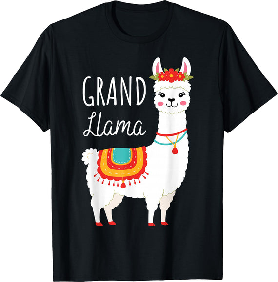 Mother's Day Gifts & Apparel Grand Llama - Grandma Grandmother Llama Lovers Mother's Day T-Shirt - Black