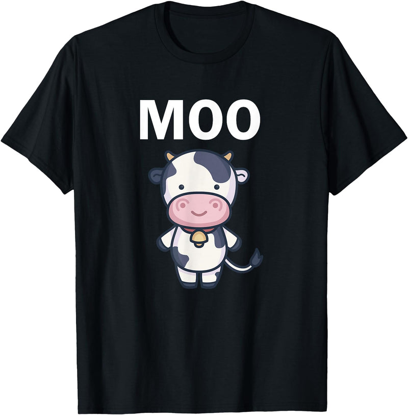 Moo Cow Funny Farmer Cow for Adults Kids Boys and Girls T-Shirt - Black