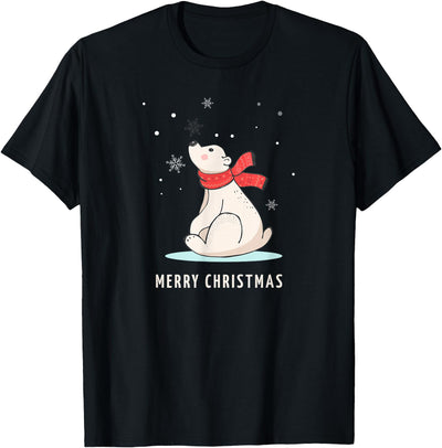 Cute Funny & Unique Christmas Polar Bear & Snow Gift T-Shirt