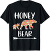 Matching Family Grandma Bear Boho by Foxio Floral Bear Matching Family Outfits Funny Honey Bear T-Shirt - Black
