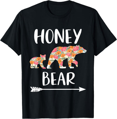 Floral Bear Matching Family Outfits Funny Honey Bear T-Shirt