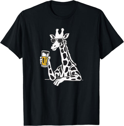Cool Sunglasses Giraffe Beer Drinking Giraffe T-Shirt