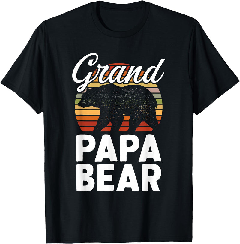 Crazy Grandpa Apparel & Gifts Fun Grandpa Animal Sunset Graphic - Grandpapa Bear T-Shirt - Black