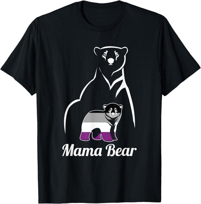 Asexual Mama Bear Asexual Pride LGBT Ace Pride Flag Mom T-Shirt