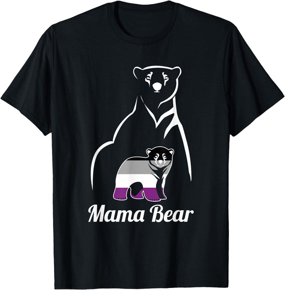 Asexual Mama Bear Designs Co. Asexual Mama Bear Asexual Pride LGBT Ace Pride Flag Mom T-Shirt - Black