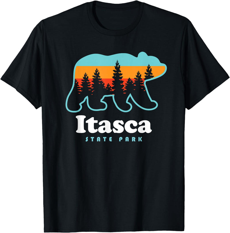 Itasca State Park Minnesota Bear T-Shirt - Black