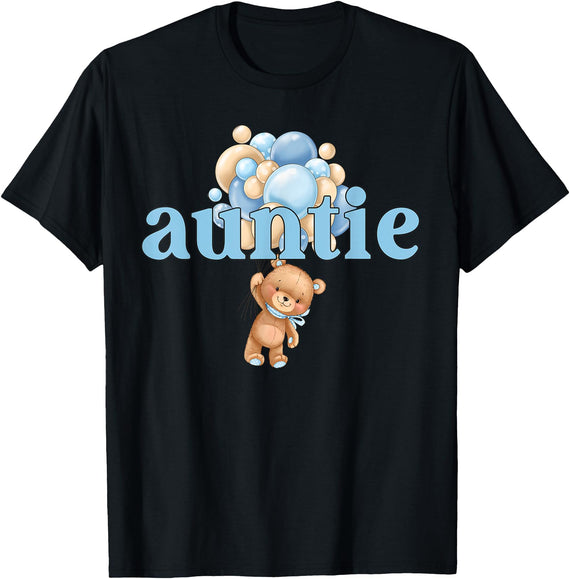 Beary 1st Birthday Boy Teddy Bear Matching Apparel Auntie Teddy Bear 1st Birthday Boy Family Matching T-Shirt - Black