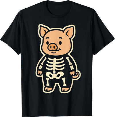 Funny Pig Skeleton Costume for Kids Boys Girls Halloween T-Shirt