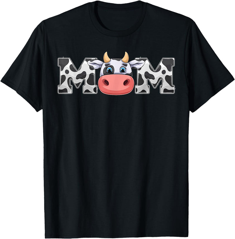 ETHRLO cow im one birthday decorations Shirts Mom Cow Print Cowboy Animal Pattern Farmer Cow Mother Mom T-Shirt - Black