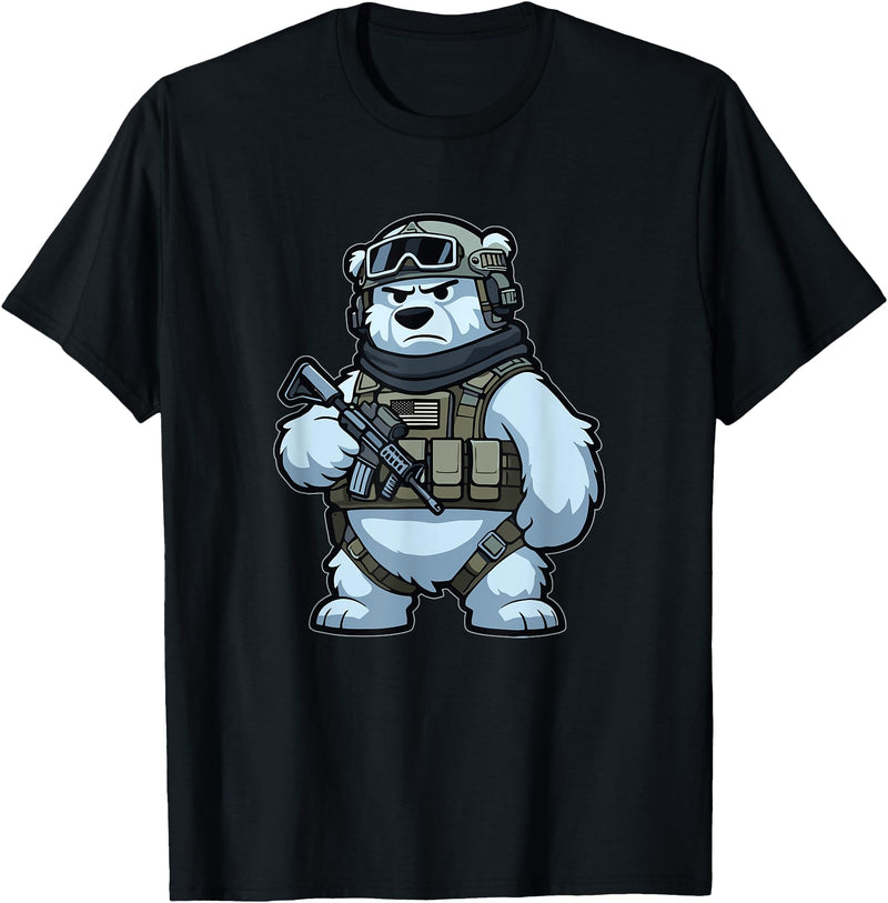 Nate's SOF-Tee's Christmas Drink Infantry Polar Bear Veteran Men Women Gift T-Shirt - Black