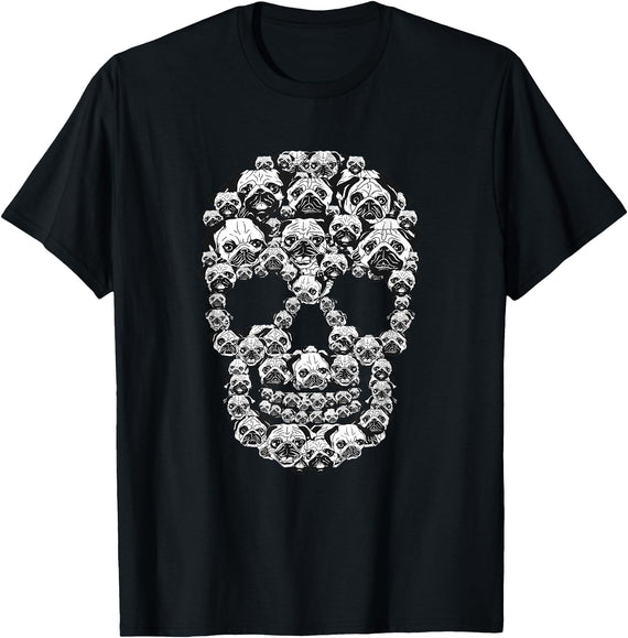 Funny Halloween Dog Costume Gift Idea Funny Skull Costume Men Women Pug Lover Halloween Dog T-Shirt - Black