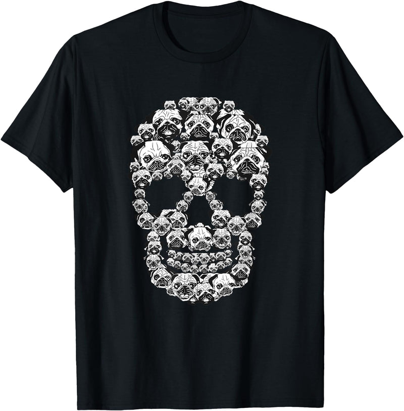 Funny Halloween Dog Costume Gift Idea Funny Skull Costume Men Women Pug Lover Halloween Dog T-Shirt - Black